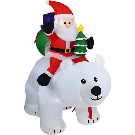 Noël Gonflable de père Noël de Noël de chevauchant l\'ours Blanc pour la décoration de Jardin de Cour intérieure/extérieure de Noël (1/4)