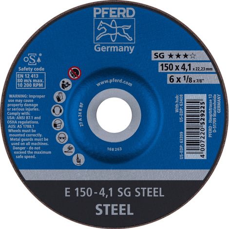 PFERD Schruppschleifscheibe SG-STEEL, Scheiben-⌀xScheibenbreite: 150X4 mm (1/5)