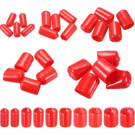 50Pcs Embout Caoutchouc 6mm 9.5mm 12.5mm 15.5mm 19mm Cache Vis Rouge de Protection Rond pour Boulon, Tuyau de Plomberie (1/5)
