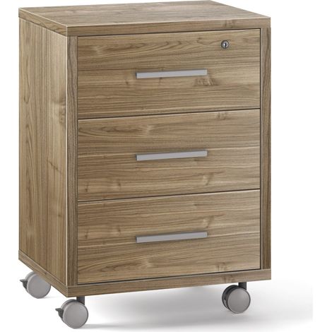 Cassettiera 3 Cassetti con Ruote 51x71x41 cm Noce Stelvio (1/3)