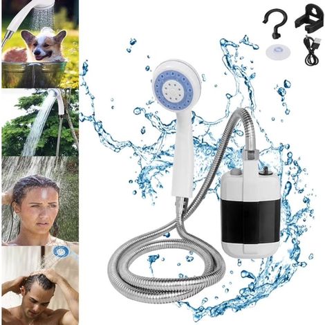 Lot de 2 pommeaux de douche portables, douche de camping en extérieur, pompe de douche électrique rechargeable par USB, pour lavage de voiture (1/5)