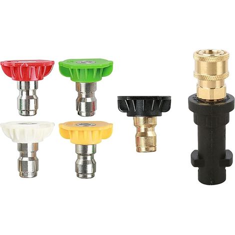 Adaptateur de pistolet de nettoyeur haute pression de 6,35 mm avec 5 embouts de pulvérisation pour Karcher K Series K2 K3 K4 K5 K6 K7