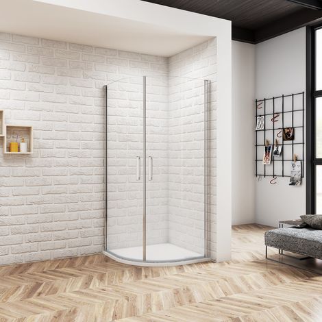 Océan Cabine de douche d'angle 1/4 rond 90x90x195 cm - Verre anticalcaire - Design moderne - Étanche et facile à entretenir (1/5)
