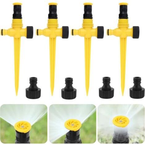 Juego de 4 aspersores automáticos de 360° - Aspersor ajustable con función de nebulización - Sistema de riego para césped y jardín - Conexión rápida - Riego automático para exteriores