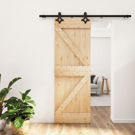 Puerta corredera con herrajes madera maciza de pino 70x210 cm vidaXL (1/5)