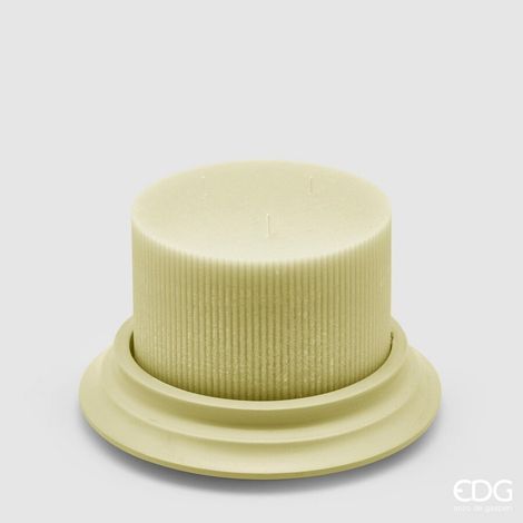 EDG Enzo De Gasperi Candela Dorica con Piatto H 10 Cm D 15 Cm Giallo Chiaro