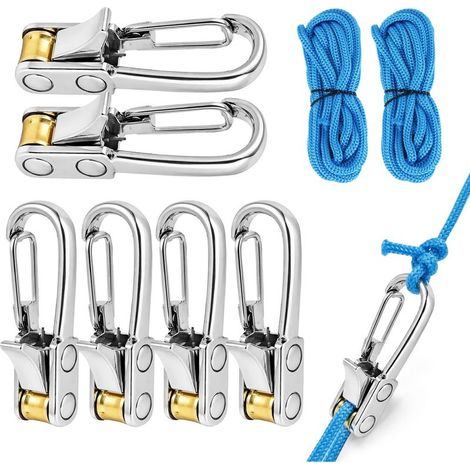Tendeur de verrouillage pour corde à rouleau, cordon et outil de serrage avec accessoire paracorde et mousqueton, ajusteur rapide pour le camping en plein air, la randonnée, le bateau et l'utilisation (1/5)