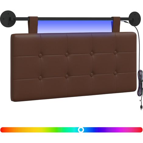 Maison Exclusive - Tête de lit suspendue Avec lumière LED Marron Simili cuir
