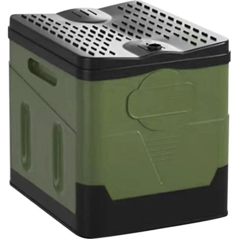 Toilettes pliables d'extérieur (vert armée) - Toilettes portables de camping et d'urgence - Poubelle robuste et réutilisable - Boîte de rangement anti-odeurs pour voiture de tourisme (1/4)
