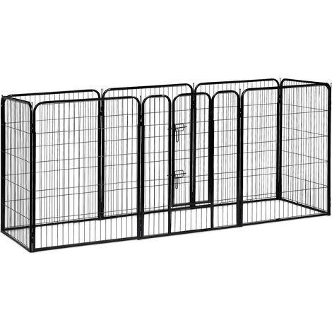 Recinto modulare per cuccioli interno ed esterno 60,5 x 76,5 x 235 cm sicurezza rinforzata in acciaio nero 130005492