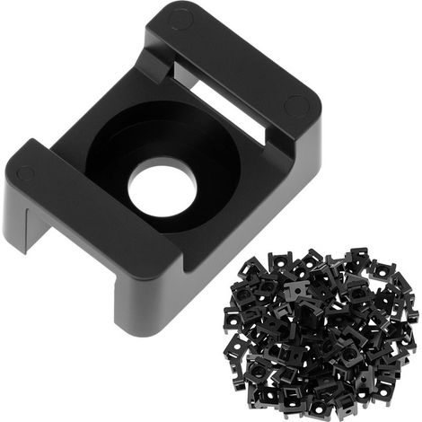 200PCS Supports d'attache de câble noirs en plastique 23mm x 16mm, Ø5MM, type selle avec base de montage (1/5)
