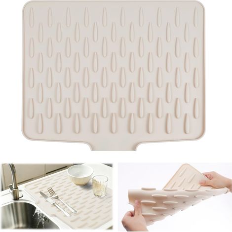 Tapis Incliné de Comptoir Fabriqué à Partir de Gel Souple, Tapis de Drainage en Silicone Multifonctionnel et Pliable, Séchage Rapide Antidérapant Protection Thermique pour Vaisselle (1/5)