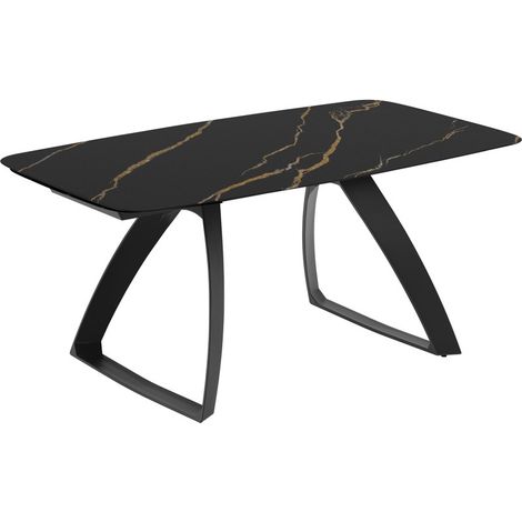 Tavolo Allungabile Barrel in Ceramica Marmo Nero Portoro Opaco con Struttura in Alluminio Nero Opaco - 180-240cm x 90cm x 76cm (1/3)