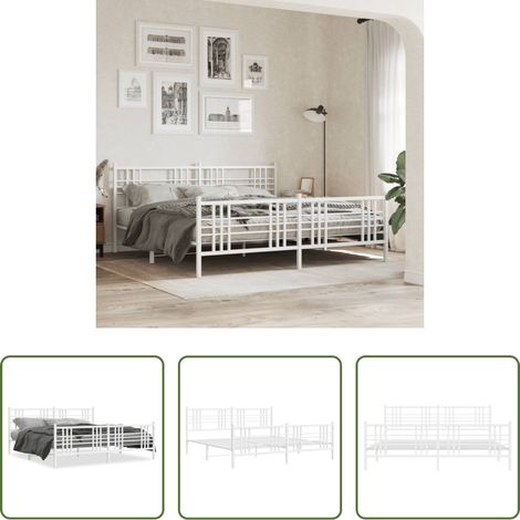 vidaXL Lit métallique - Cadre de lit métal sans matelas et pied de lit blanc 183x213 cm (1/5)