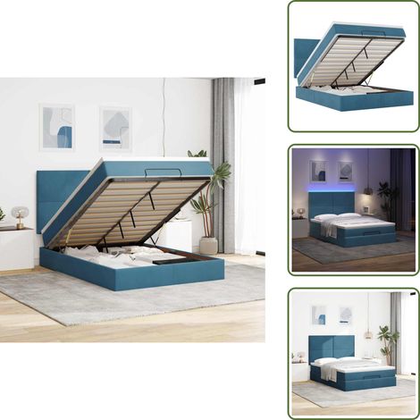 Coprimaterasso - vidaXL Struttura Letto Pouf con Materassi 140x190 cm in Velluto - Luci a LED
