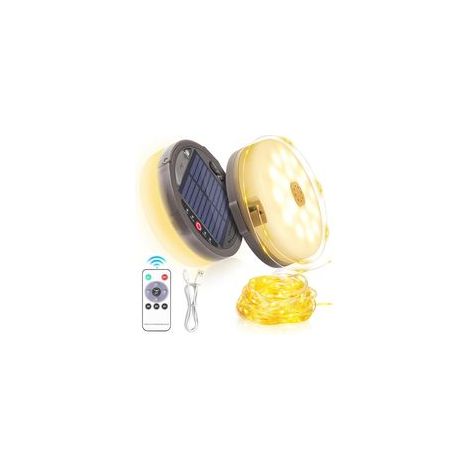 Guirlande lumineuse de camping d'extérieur de 12,8 m avec 128 LED, enroulable, rechargeable par USB, étanche IP44 pour le camping, le jardinage et la randonnée [Classe d'efficacité énergétique A] (1/5)