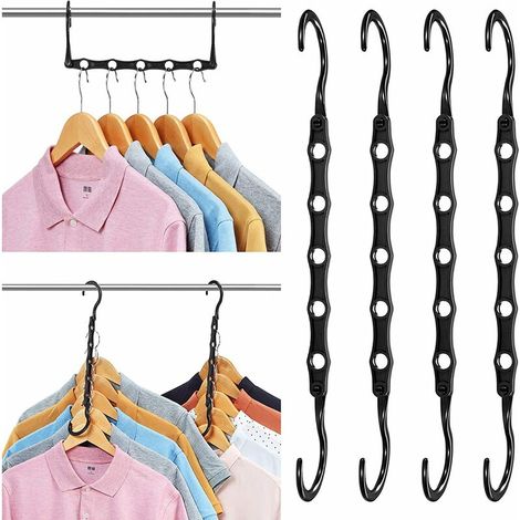 Cintres magiques, 10 crochets économiseur d'espace, cintres multifonctions verticaux et horizontaux, organisateur de placard rotatif à 360°, économisez 3 fois plus d'espace Cintres de stockage pour pa (1/5)