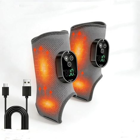 Masajeador eléctrico de pies - Vibración con calor - Alivio del dolor y relajación - Carga inalámbrica - Paquete de 2 - Gris (1/5)