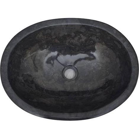 Lavabo de baño lavabo sobre encimera lavabo de inodoro lavabo de baño lavabo de baño interior 53 x 40 cm mármol negro 020002816