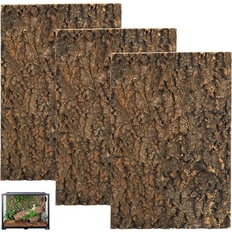 Set of 3 cork bark back panels for terrariums, natural cork bark decoration, 20 x 30 cm, climbing mat for reptiles, geckos, bearded dragons and tortoises (1/5)