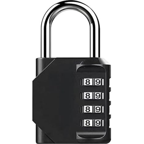 Cadenas à combinaison avec anse longue - Cadenas à 4 chiffres, pour armoires, clôtures, boîtes à outils et valises (1/5)