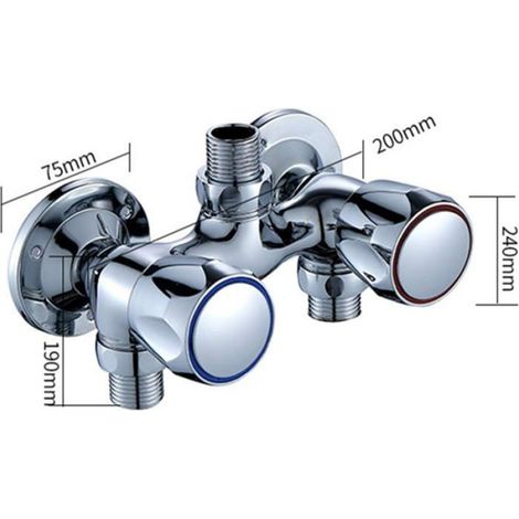 Robinet De Douche - Laiton - Mitigeur Mural À Deux Poignées Pour Eau Froide Et Chaude - Interface À Quatre Voies - 1 Pièce (1/5)