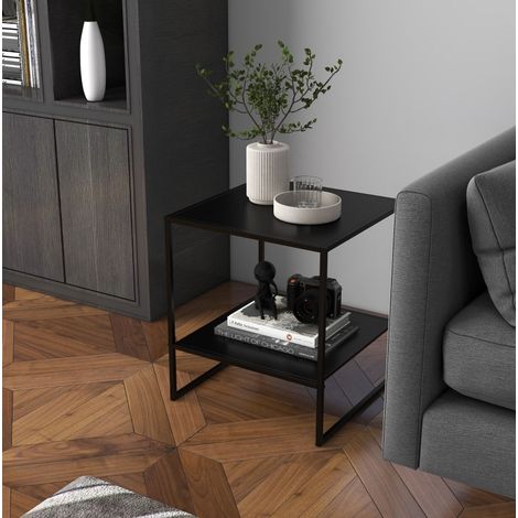 Tavolino comodino con ripiano in acciaio OKMYHOME (1/4)