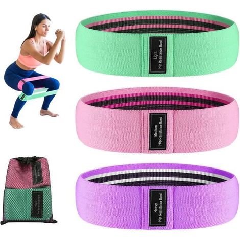 Bande Élastique Fitness en Tissu - ORIA - 3 Niveaux de Force - Yoga - Musculation - Haltérophilie - Multicolor (1/4)