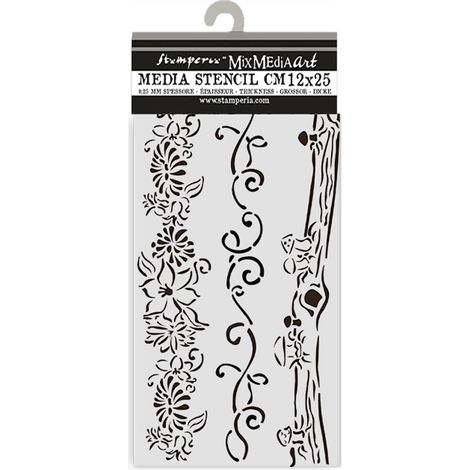Thick Stencils for Scrapbooks, Albums, Cards, Bullet Journalling, Flexible Material, Easy to Clean, for Hobbies, Crafts and Gifting (Hidden Grove, 3 Borders) (1/3)
