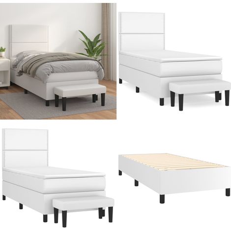 Boxspringbett mit Matratze Weiß 100x200 cm Kunstleder - Boxspringbett - Betten - Doppelbett - Weißes Bett - Kunstlederbett - Home & Living (1/5)