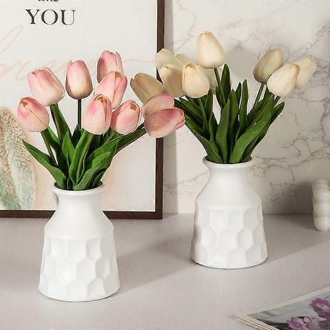 2-teiliges Blumentopf-Set für drinnen, Hydrokulturbecken, Kunststoffblumentopf, künstliches Grün, Vase für Blumenarrangements, Dekorationen (1/4)