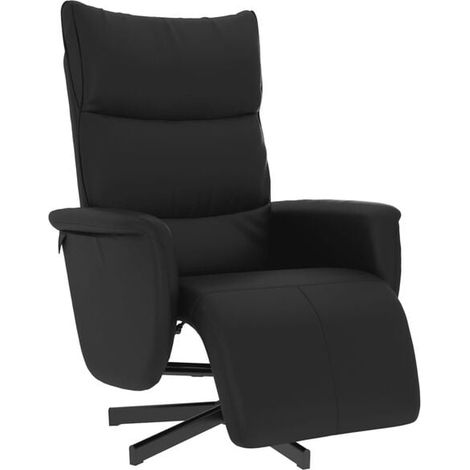 Un fauteuil inclinable avec repose-pieds, en similicuir noir. (1/5)