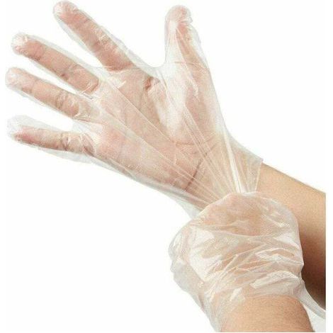 500 transparente Einweghandschuhe aus PE-Kunststoff, transparente Polyethylen-Schutzhandschuhe für Dieseltanks, Einheitsgröße. (1/4)