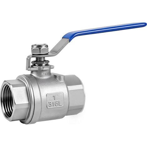 Valvola a sfera in acciaio inox 316, valvola a sfera a due parti da 3/4" DN20, 1000 psi (WOG), valvola a sfera con filettatura interna in acciaio inox per acqua