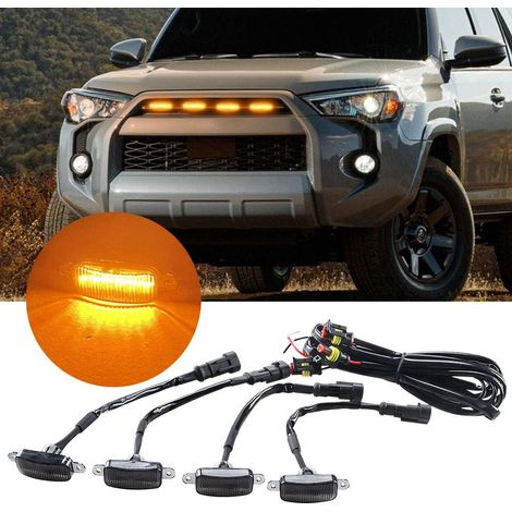 4 LED 12W feux d'avertissement de calandre avant de voiture ambre feux de jour DRL lampe de couverture de pare-chocs avant adaptée pour SUV F-150 Raptor 2014-2020 étanche (1/5)