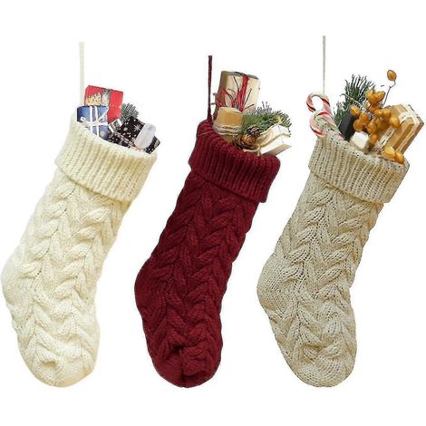 3er-Pack klassische Weihnachtsstrickstrümpfe, 45 cm (18 Zoll), zum Aufhängen