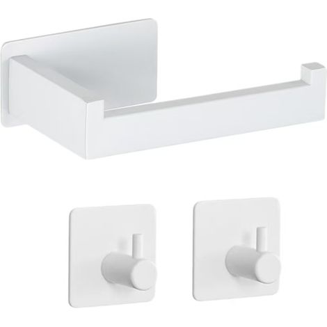 Porte Papier Toilette, Acier Inoxydable Support Papier Toilette Mural, Sans Perçage-Blanc (1/5)