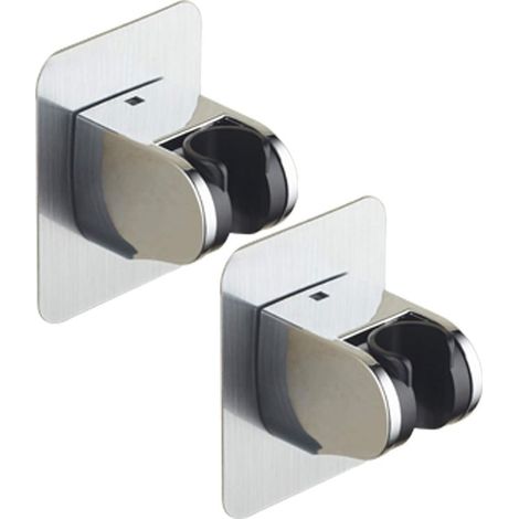 Support universel pour pommeau de douche - 2 pièces - sans perçage - angle réglable - plastique ABS haute qualité - chromé, super puissant 2 pièces (2052) (1/3)