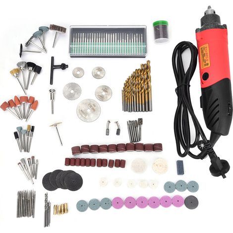 Mini-Bohrmaschine mit Gravierfunktion, 240 W, 6 einstellbaren Geschwindigkeiten und 6 Zubehörteilen für Schmuck- und Holzbearbeitung – 220-V-EU-Stecker (1/5)