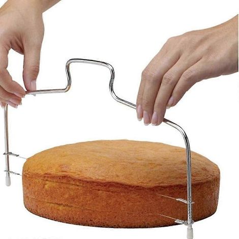 Coupe-gâteau professionnel en acier inoxydable, réglable, niveleur à double fil de coupe (1 pièce) (1/5)