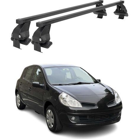 OMAC Dachträger Querträger Stahl für Renault Clio III 2005-2012 – Abschließbar – City-Crash-getestet – DIN 75302:2019 – ISO/PAS 11154:2006 – Max. 50 kg Silber (1/5)