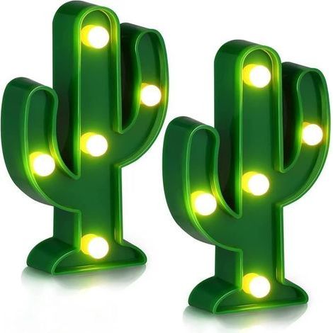 2PCS LED Cactus Lamps, Cute Cactus Night Light Table Lamp, Green Decoration for Party, Home, Children's Room, Office (1/4)