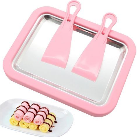 Machine à rouleaux de glace avec 2 spatules, poêle, set pour rouleaux glacés, petits moules à glaçons pour enfants, facile à préparer des desserts glacés maison, yaourt glacé (1/5)