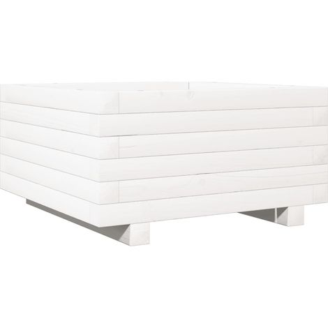Vassoio per fioriera aiuola rialzata piante fiori terrazza giardino 50 x 50 x 26,5 cm legno di pino massiccio bianco 020037633