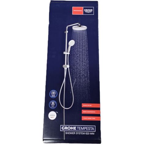 Grohe – Système de douche Tempesta 250 26980001 – Pomme de tête avec 2 types de jet – Finition chrome – Installation murale flexible