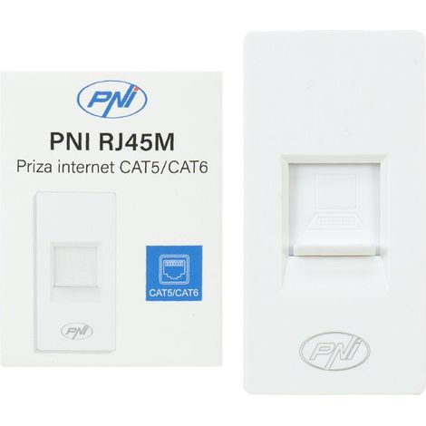 Prise Internet modulaire - PNI RJ45M - CAT5 - CAT6 - Montage encastré - Blanche