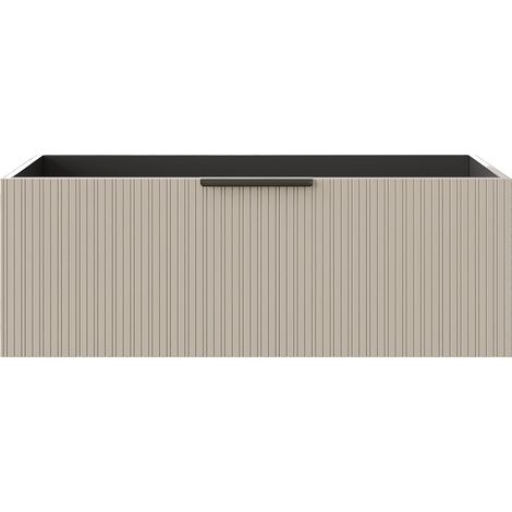 Mobile sottolavabo sospeso con scanalature Beige 100 cm - PALIRO (1/3)