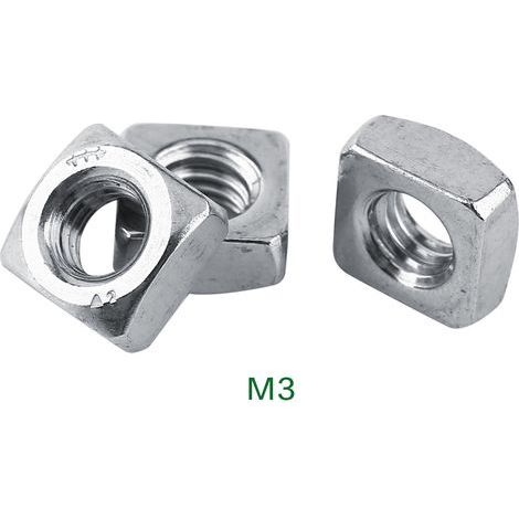Vierkantmuttern aus Edelstahl 304, kompatibel mit metrischen Schrauben (M3, 100er-Packung) (1/2)