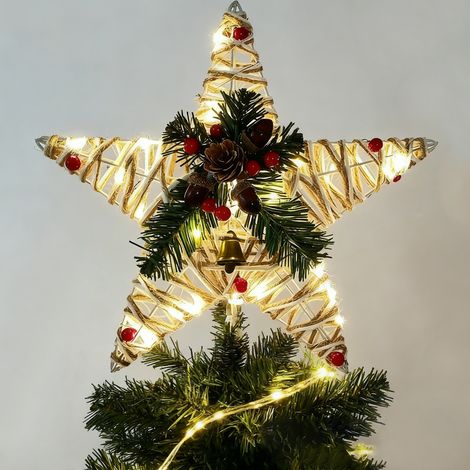 Étoile de Noël à LED pour cime de sapin, alimentée par piles, Décorations de Noël lumineuses, Cime de sapin de Noël, Décoration de sapin de Noël (1/5)
