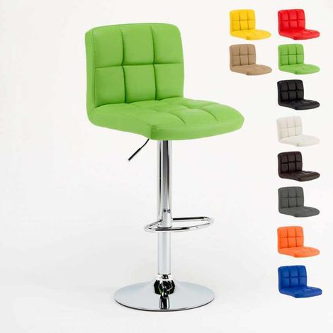 Tabouret de bar cuisine fixe pivotant réglable dossier repose-pied Atlanta - Vert (1/5)